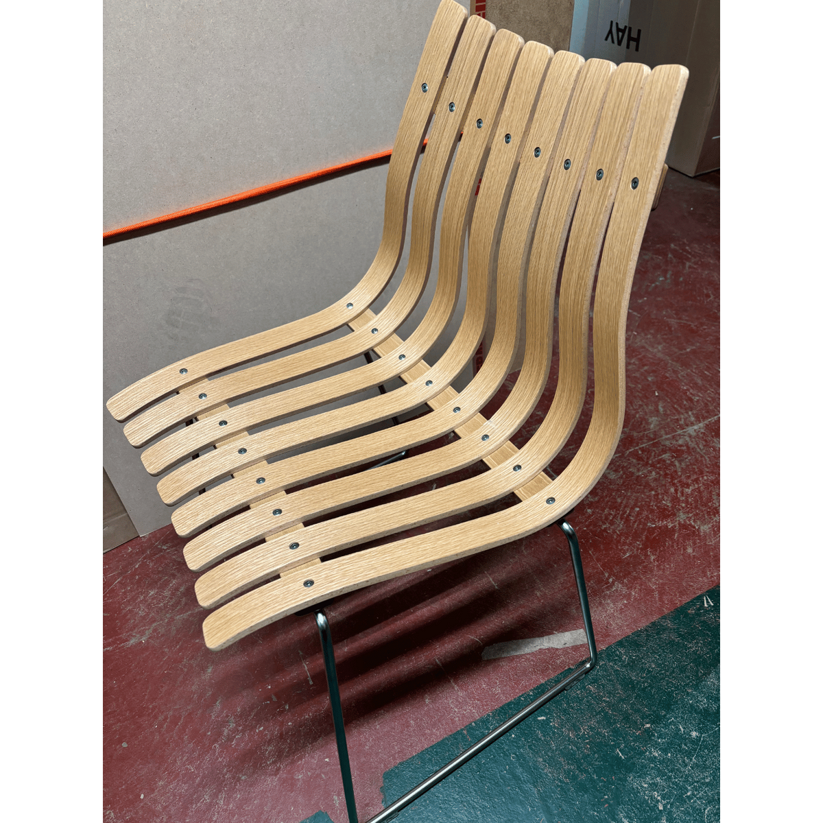 B-Stock Fjordfiesta Scandia Junior Chair - Oak, Satin Chrome Base