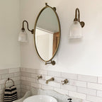 Old School Electric Elongated Prismatic Swan Arm Wall Light : Bathroom Version
