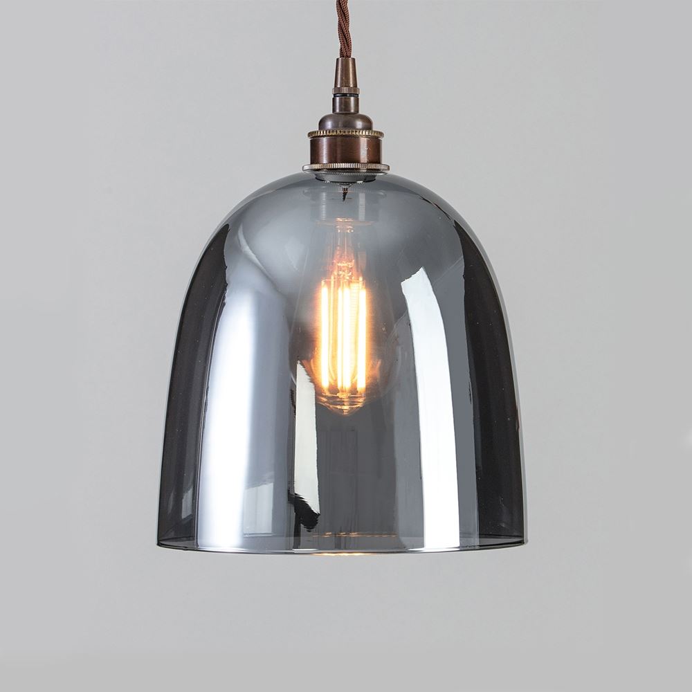 Outlet Old School Electric Bell Blown Pendant Light : Smoked