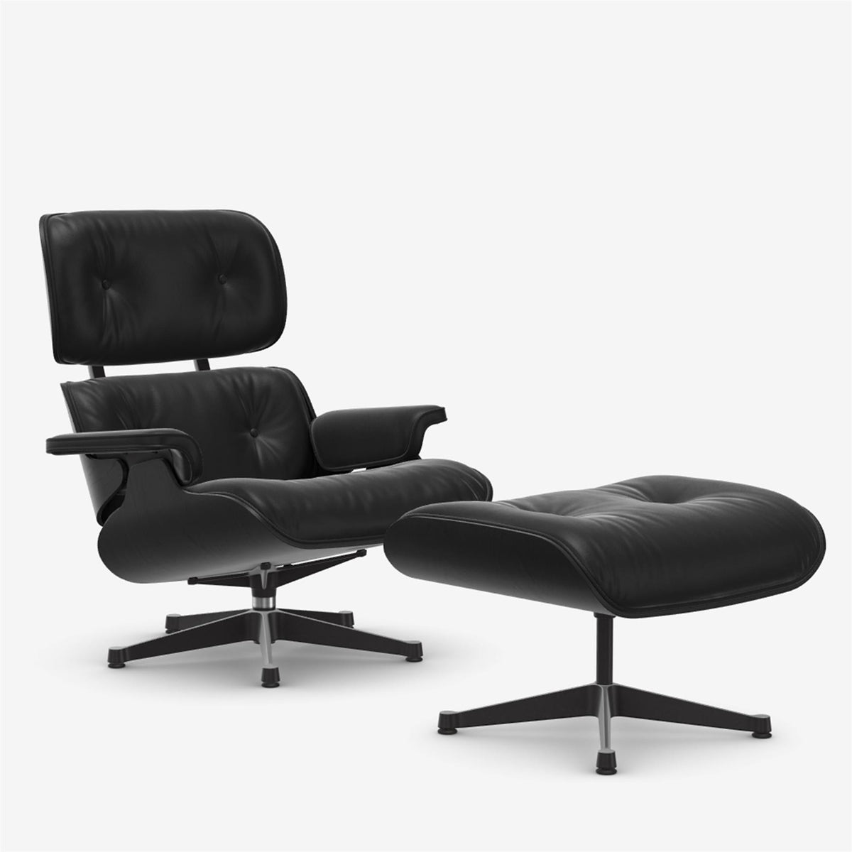 Vitra Eames Contemporary Lounge Chair and Footstool in Black Chestnut