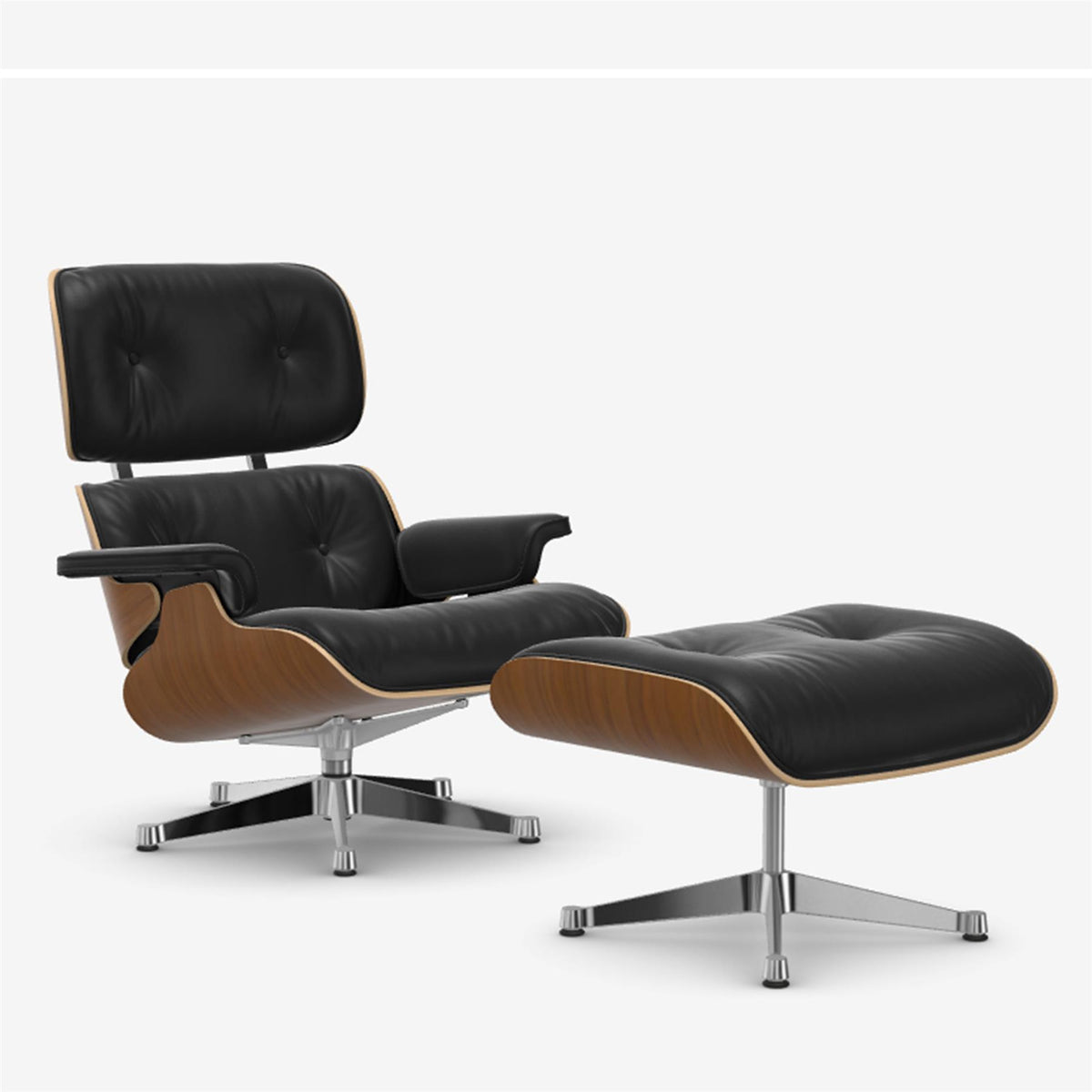 Vitra Eames Contemporary Lounge Chair and Footstool in Natural Walnut
