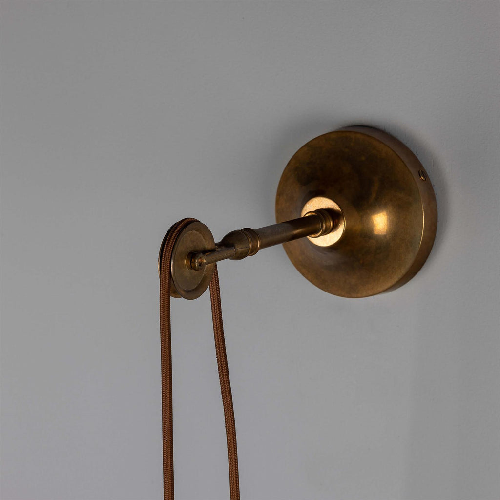 Mullan Lighting Rigale Industrial Pulley Wall Light with Stepped Glass Lamp Shade