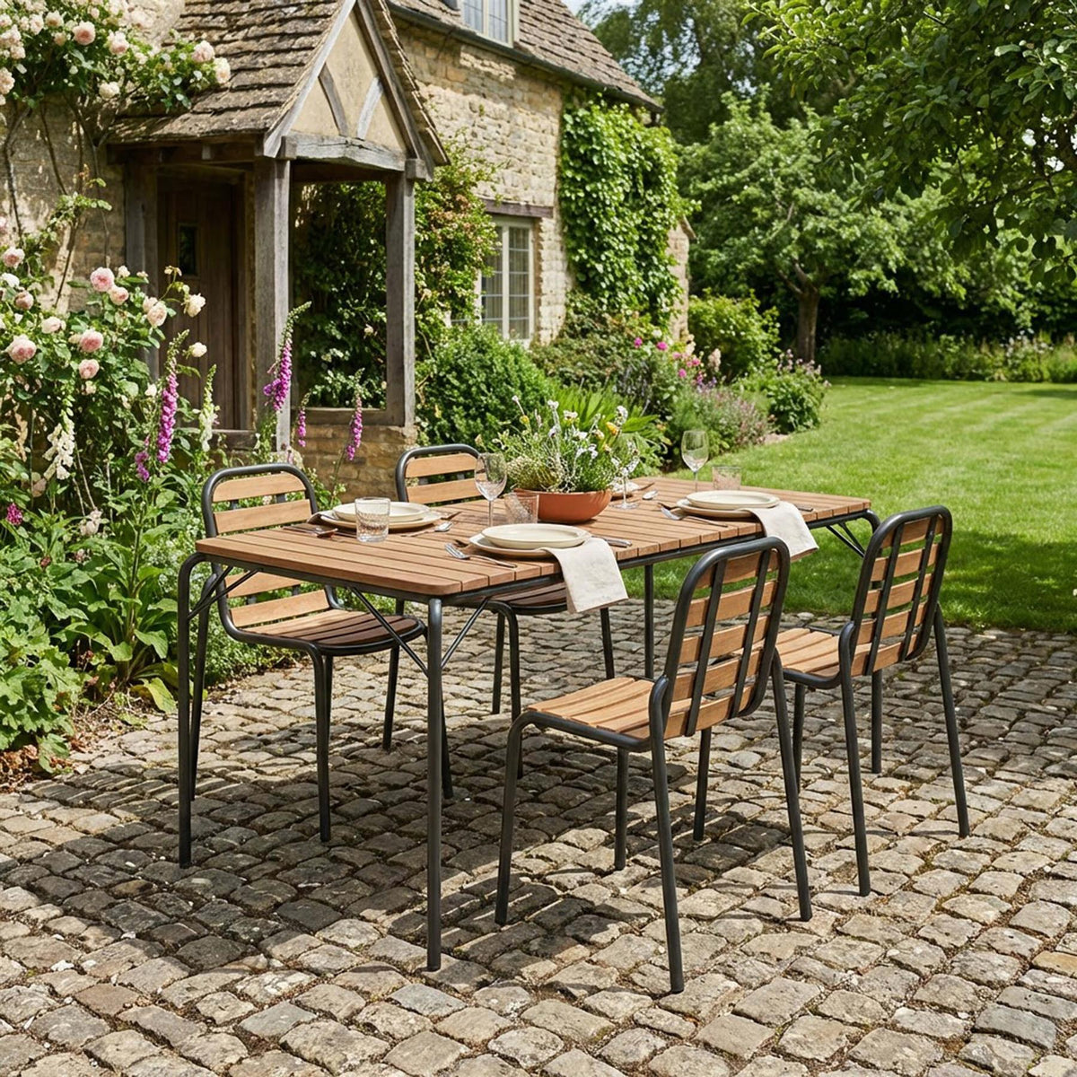 Normann Copenhagen Vig Wood Garden Dining Set - Medium - Curated by Holloways of Ludlow