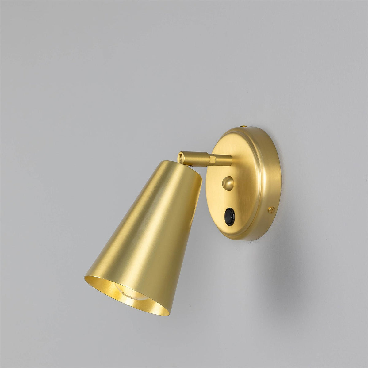 Mullan Lighting Cashel Adjustable Brass Cone Wall Light with Switch