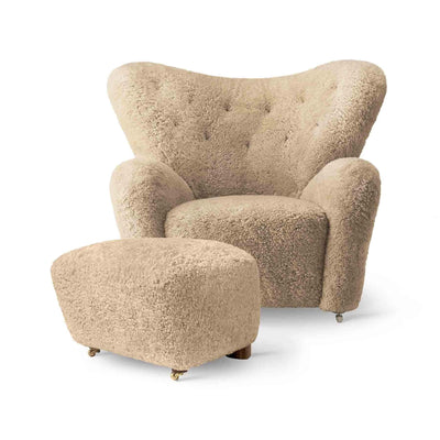 Audo Copenhagen Tired Man Sheepskin Lounge Chair with Ottoman
