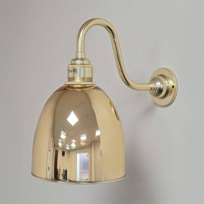Outlet Old School Electric Bell Wall Light : Swan Arm - Polished Brass Shade