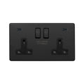 Soho Lighting Camden Collection Matt Black 13A 2 Gang C+C Socket with Dual USB-C