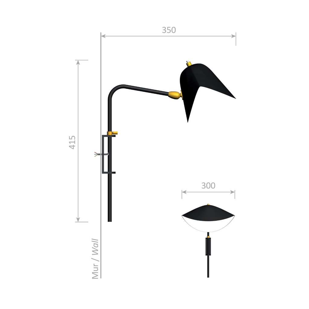 Serge Mouille Petite Applique Antony Wall Lamp