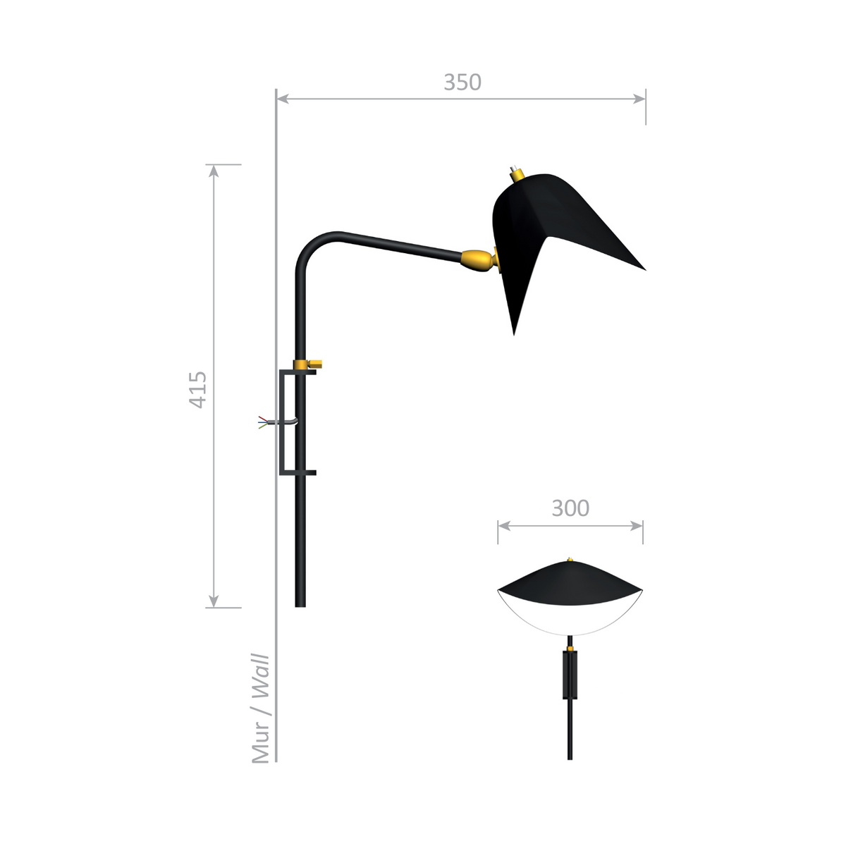 Serge Mouille Petite Applique Antony Wall Lamp