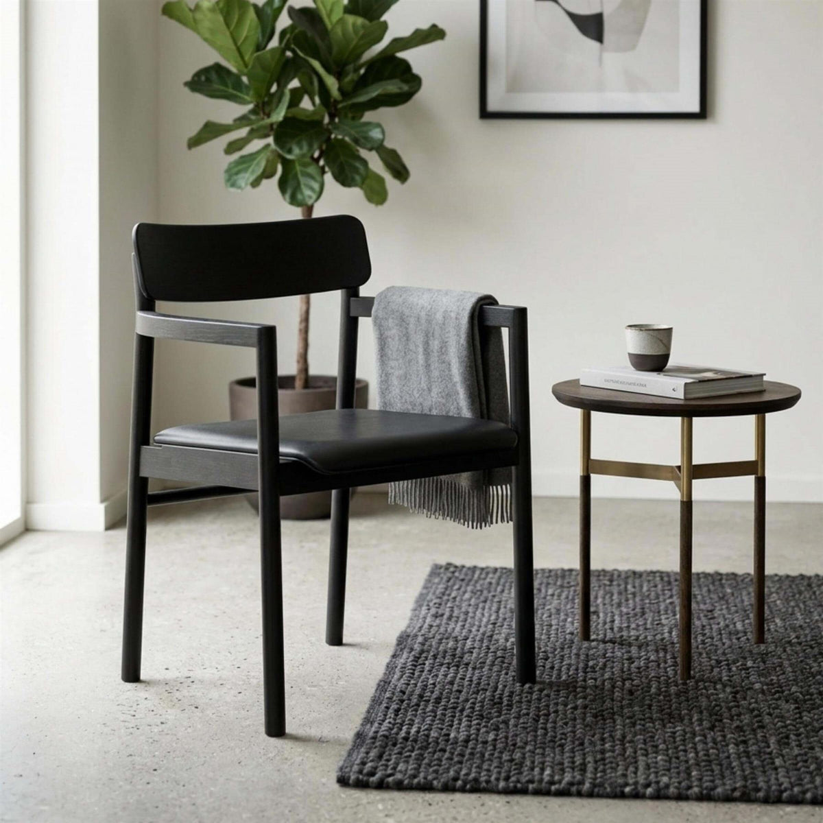 Fredericia Post Armchair with Upholstered Seat