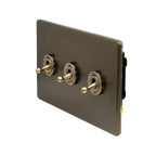 Soho Lighting Eton Collection Bronze 20A 3 Gang Intermediate Toggle Switch