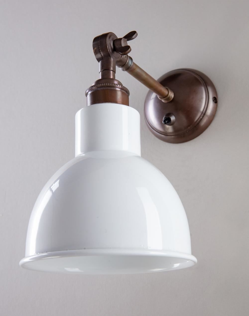 Old School Electric Churchill Wall Light : Adjustable Arm : Coloured Shades