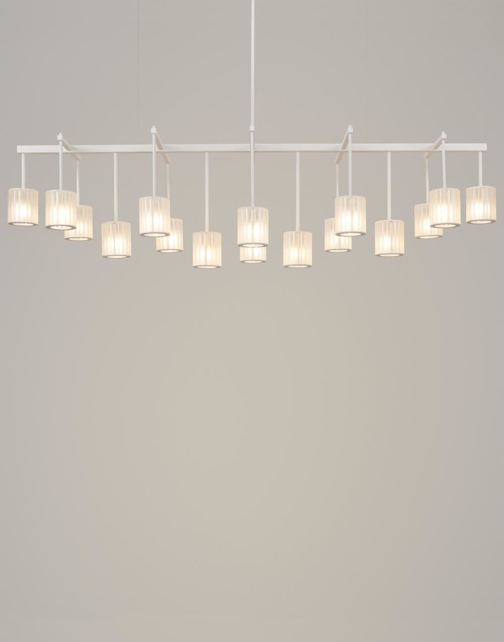 Tom Kirk Lighting Flute Beam Chandelier with a Powder Coated Ral Colour