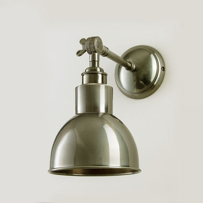 Ex-Display Old School Electric Churchill Wall Light : Adjustable Arm : Metal Shades - Antique Silver, Unswitched
