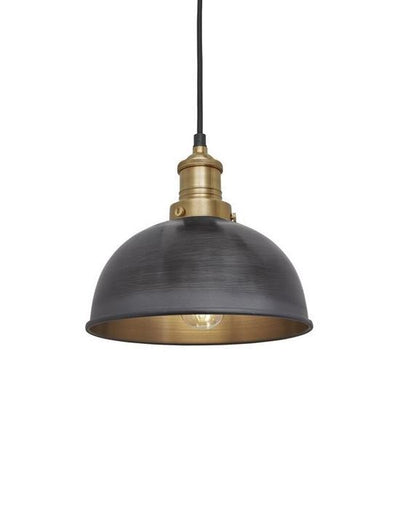 Outlet Brooklyn dome pendant - traditional fittings - Small - pewter shade / brass fitting