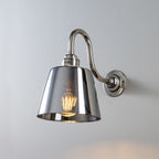 Old School Electric Tapered Smoked Glass Wall Light : Swan Arm