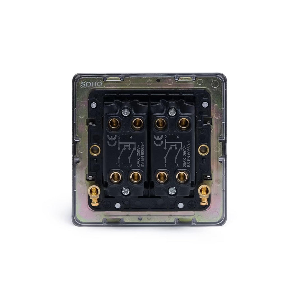 Soho Lighting Camden Collection Matt Black 20A 2 Gang Intermediate Toggle Switch