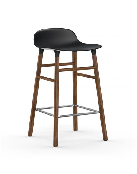 Outlet Normann Copenhagen Form Barstool - Wooden Legs - Walnut, Black, Breakfast Bar Stool