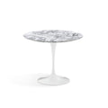 Outlet Knoll Saarinen Dining Table - Round Marble - Small, White Base, Gloss Arabescato White Marble Top