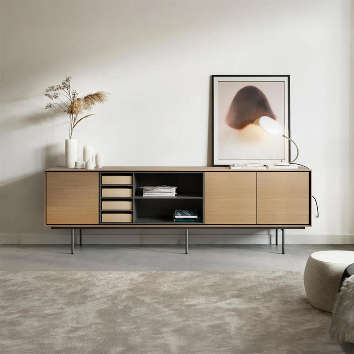 Treku Aura Sideboard - Tabacco Oak & Graphite