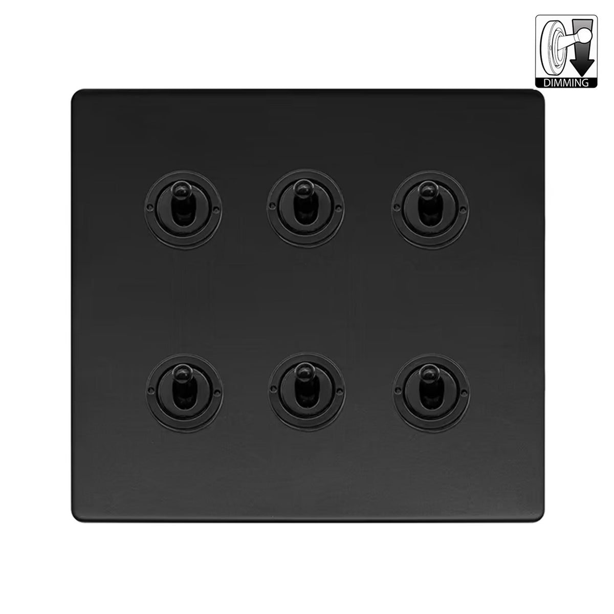 Soho Lighting Camden Collection Matt Black 20A 6 Gang Dimming Toggle Switch