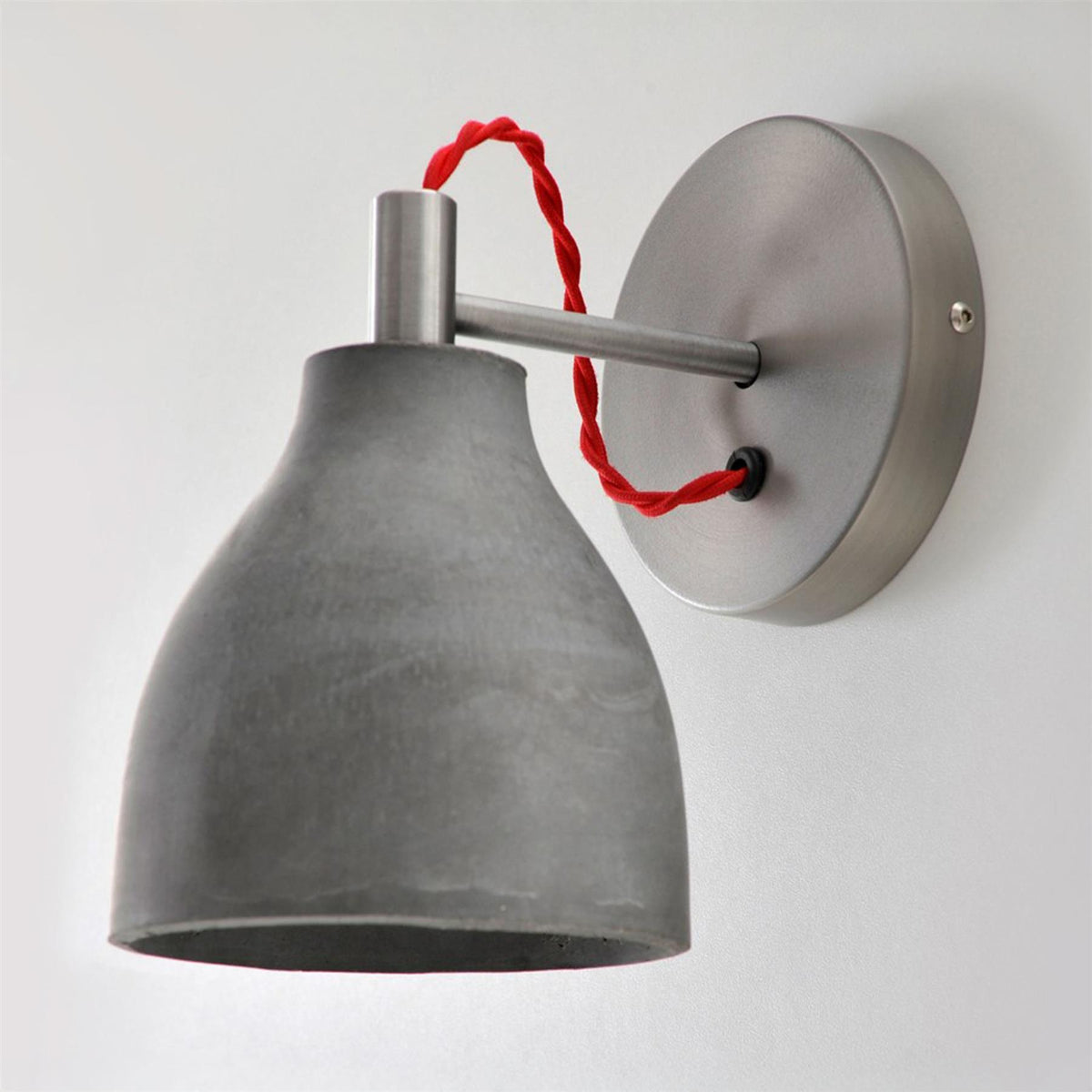 Ex-Display Decode Heavy Wall Lamp - Dark Grey / Stainless Steel Arm, Brushed Mount With Red Cable