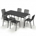 Outlet HAY Palissade Large Garden Dining Set with 6 Chairs - Curated by Holloways of Ludlow - Palissade Chair, Anthracite