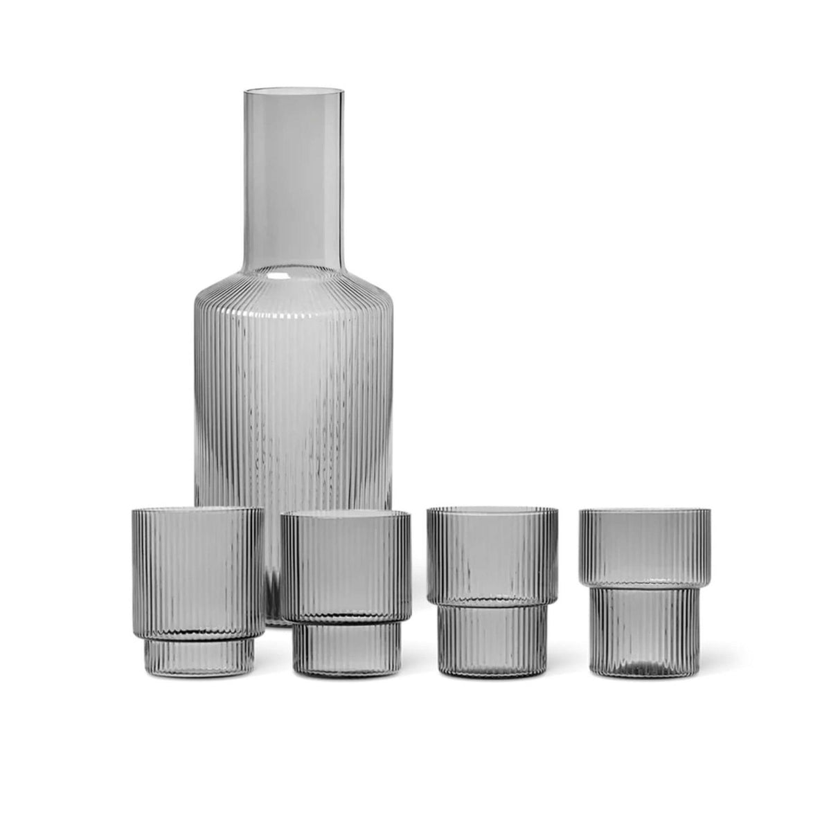 Ferm Living Ripple Glasses - Set of 4 & Carafe Gift Set
