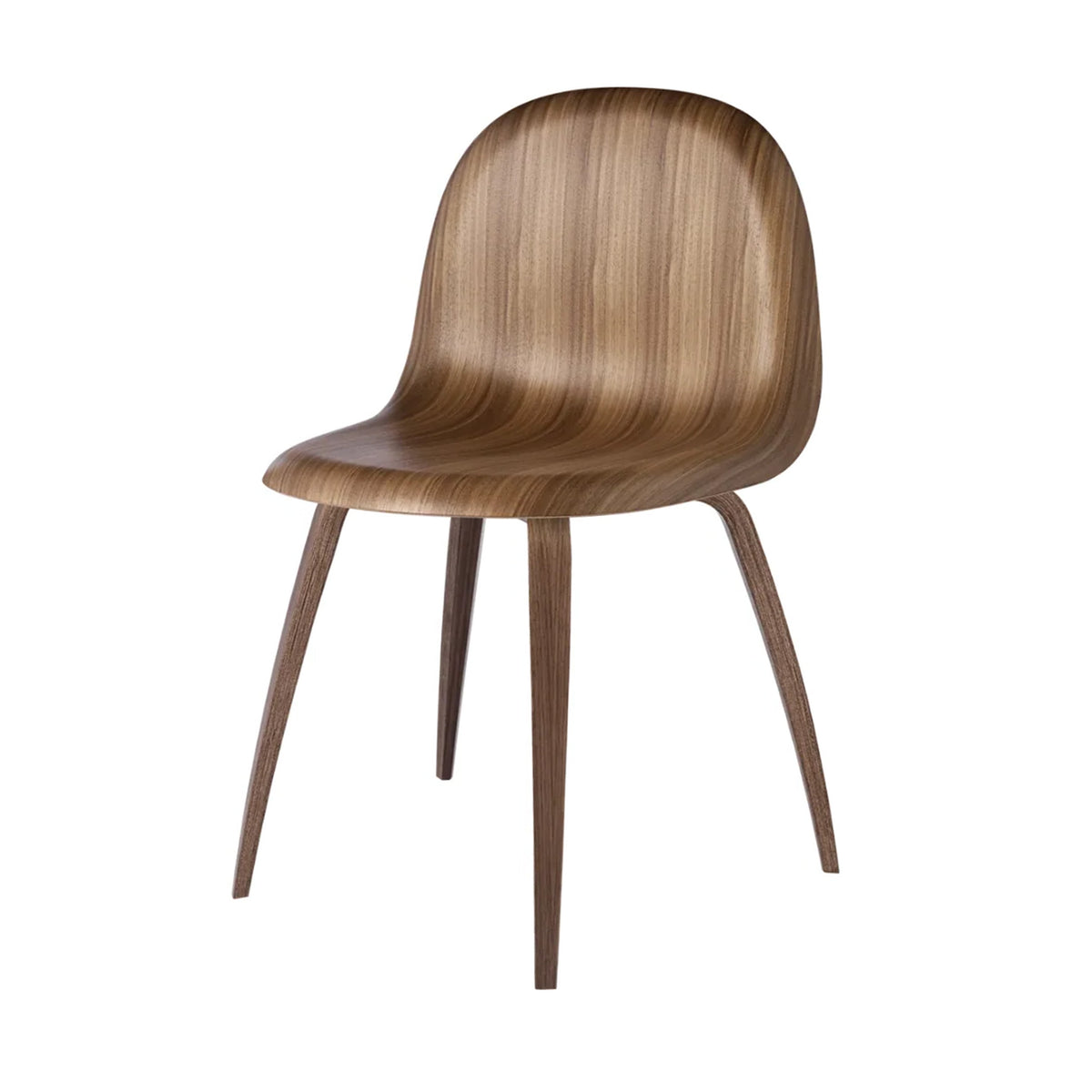 GUBI 3D Dining Chair - Wood Base with Wood Seat