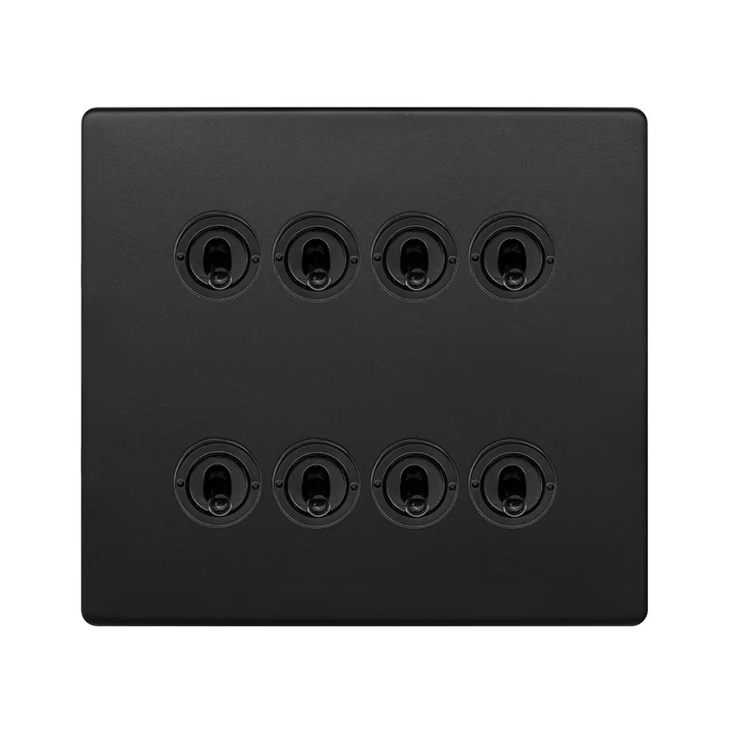 Soho Lighting Camden Collection Matt Black 20A 8 Gang 2 Way Toggle Switch