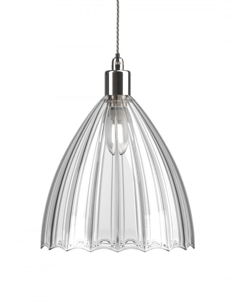 Outlet Fritz Fryer Ledbury Bathroom Pendant Light - Large, Ribbed, Nickel