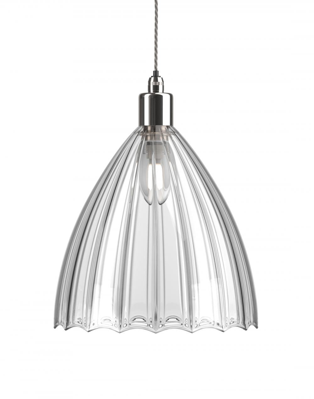 Outlet Fritz Fryer Ledbury Bathroom Pendant Light - Large, Ribbed, Nickel