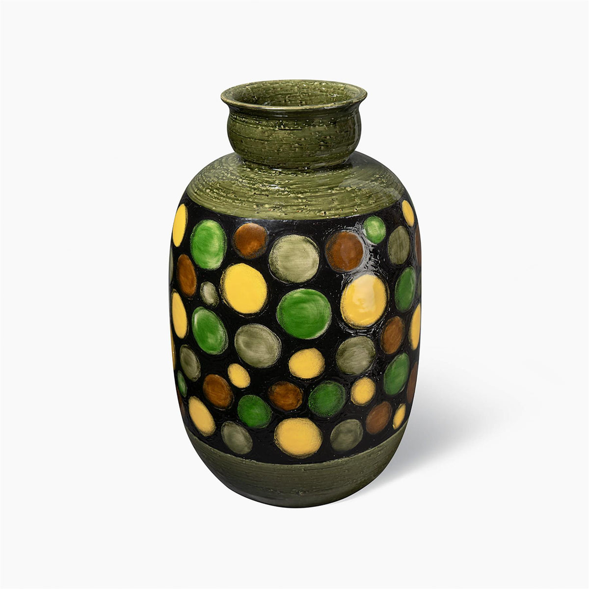Bitossi Vaso Verde Con Cerchi Su Banda Nera
