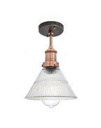 Industville Brooklyn Ribbed Glass Flush Mount Ceiling Light