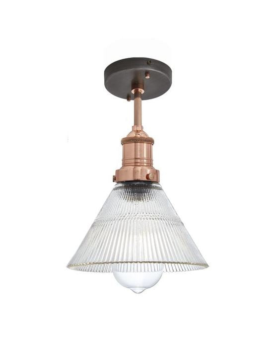 Industville Brooklyn Ribbed Glass Flush Mount Ceiling Light