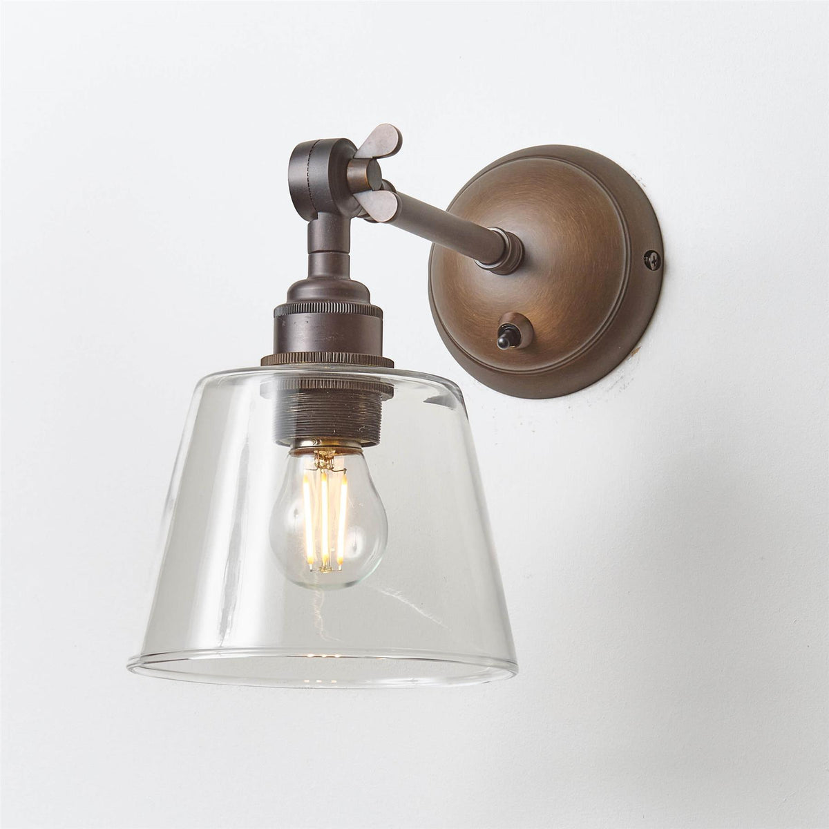 Old School Electric Tapered Blown Wall Light : Adjustable Arm