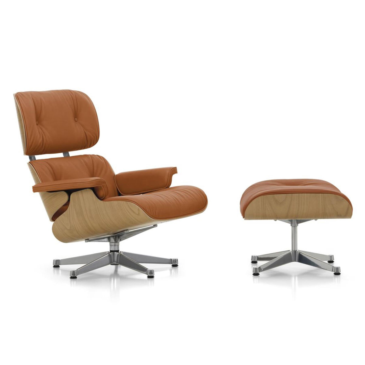 Vitra Eames Contemporary Lounge Chair and Footstool in Chestnut