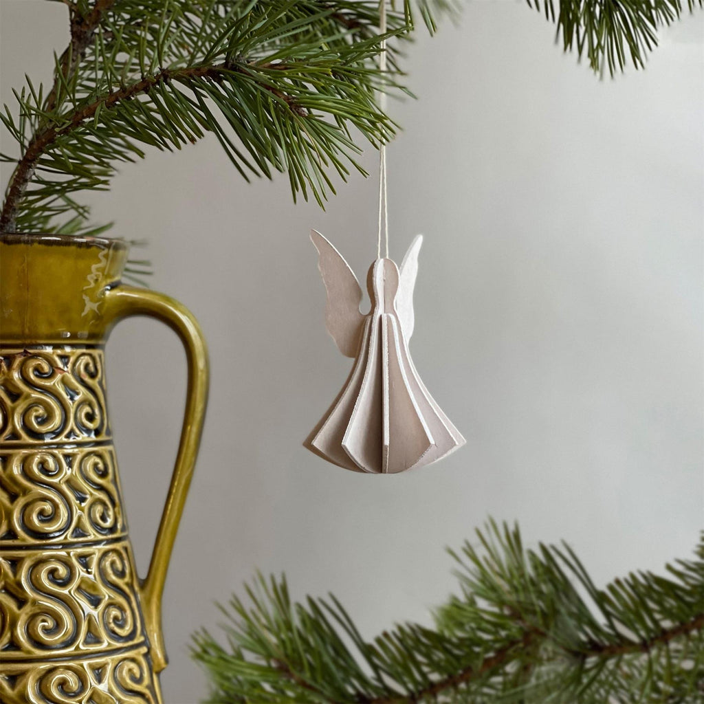 Lovi Wooden Angels Decoration - Height : 6.5cm, Set of 6
