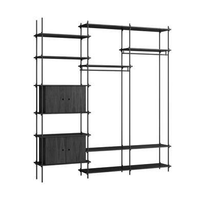 MOEBE Triple Shelving System, 2 Cabinets, 2 Open Clothes Rails