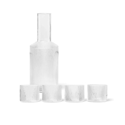 Ferm Living Ripple Low Glasses - Set of 4 & Carafe Gift Set