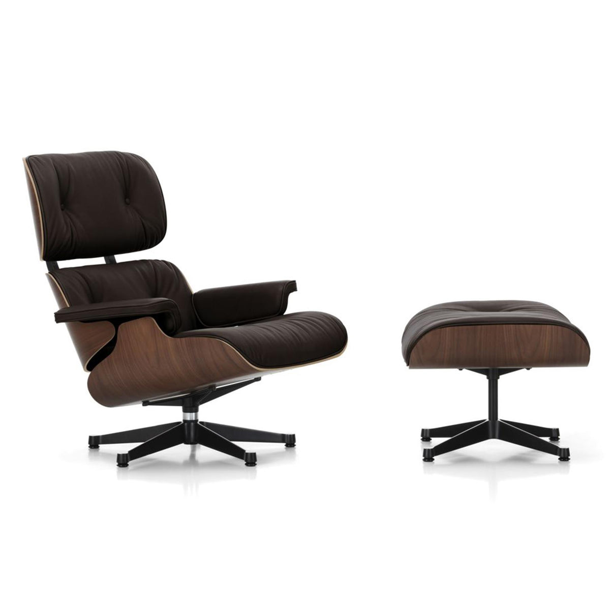 Vitra Eames Contemporary Lounge Chair and Footstool in Dark Walnut