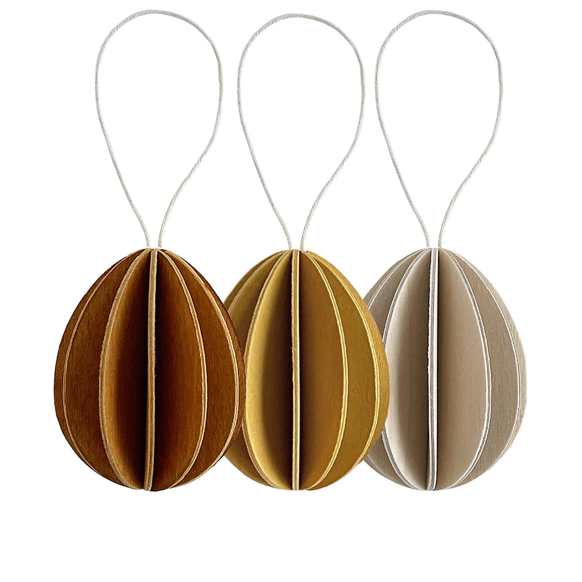 Lovi Wooden Eggs Decoration - Height : 7cm, Set of 3