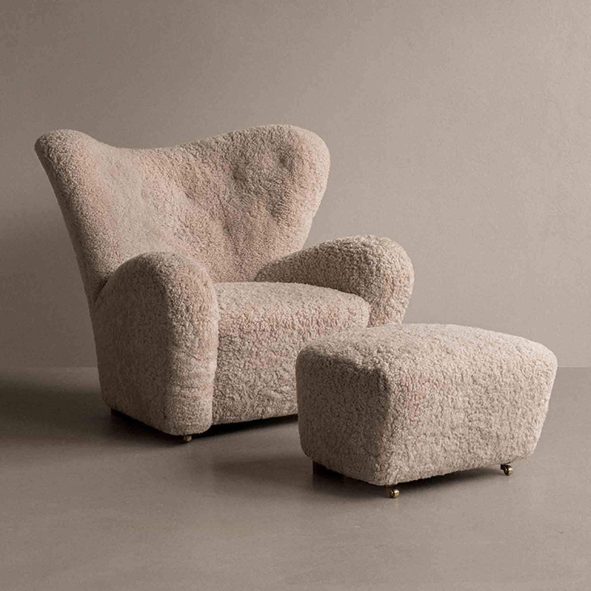 Audo Copenhagen Tired Man Sheepskin Lounge Chair with Ottoman