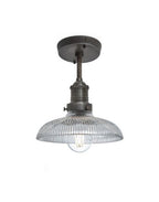Industville Brooklyn Ribbed Glass Flush Mount Ceiling Light