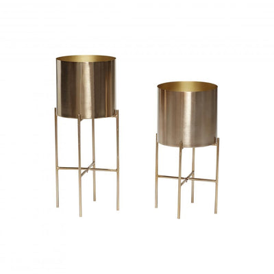 Hubsch Metal Planter with Stand - Set of Two