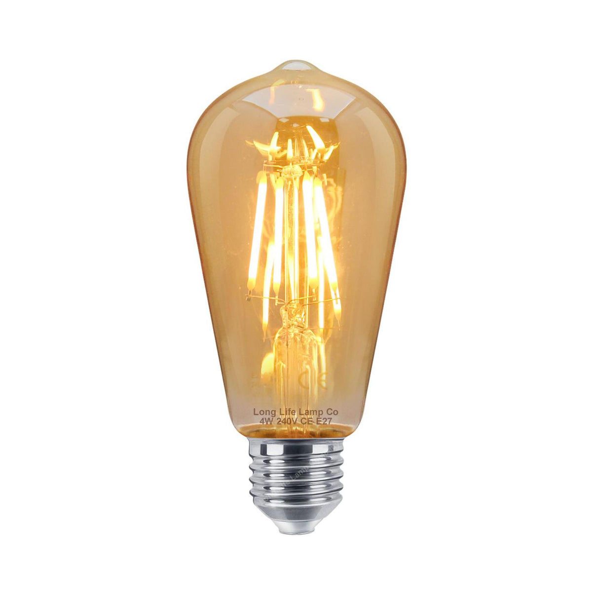 LED 4W Edison Style Filament Teardrop Bulb Smoked Gold Glass