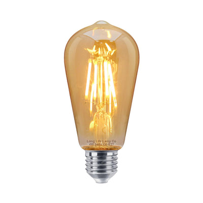 LED 4W Edison Style Filament Teardrop Bulb Smoked Gold Glass