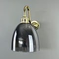 Old School Electric Bell Smoked Glass Swan Arm Wall Light