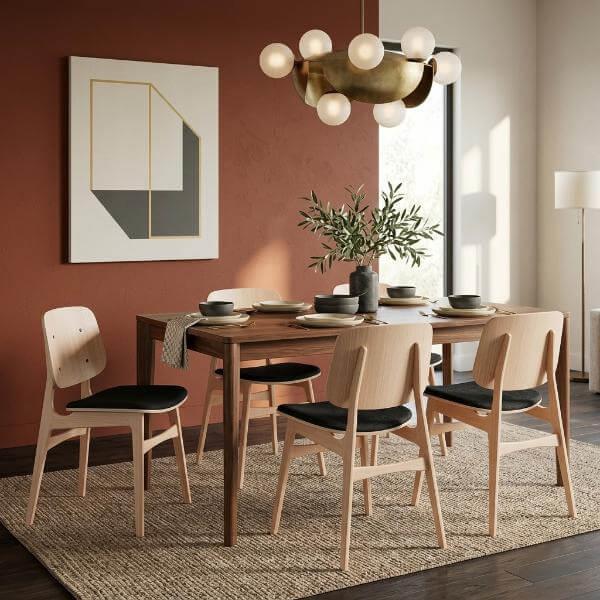 Fredericia Soborg Wood Base Chair with Upholstered Seat