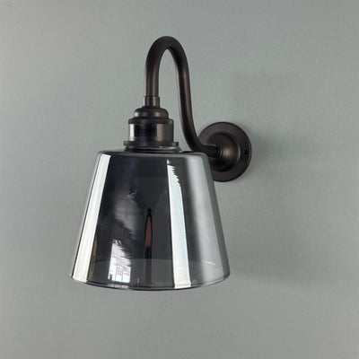 Outlet Old School Electric Tapered Smoked Glass Swan Arm Wall Light